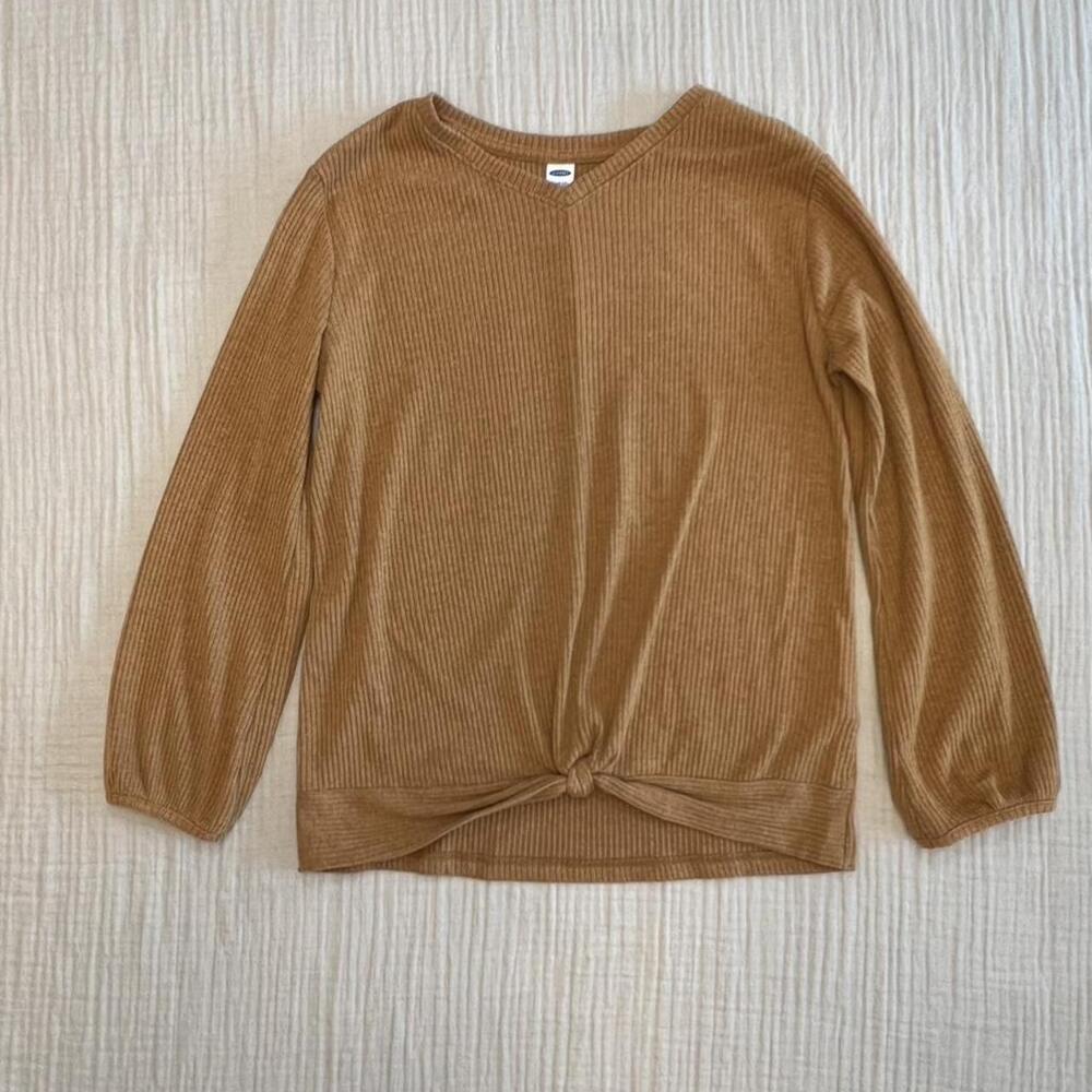 Old Navy burnt orange (gold) ribbed twist front long sleeve knit top